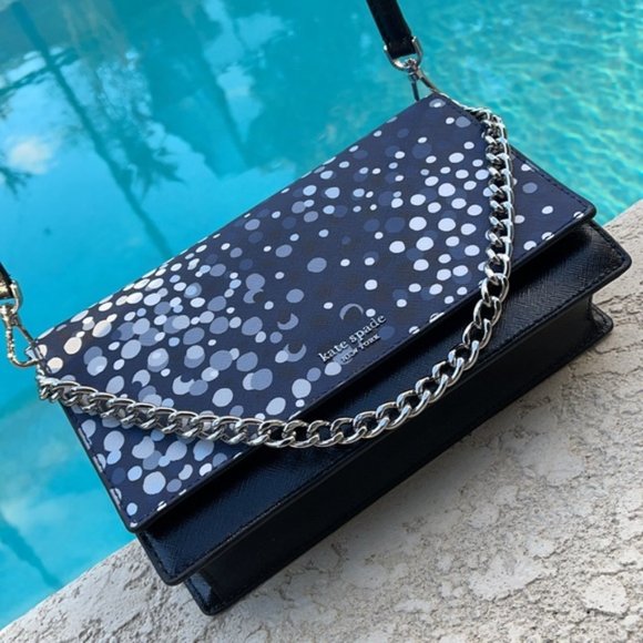 Kate Spade Cameron Convertible Crossbody Black with Multi-Colored Dots - Picture 1 of 16